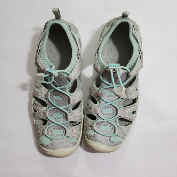 Keen Girls Moxie Hiking Water Sandals Grey Mint Green Size 2 Big Kid Youth Kids - Picture 2 of 10